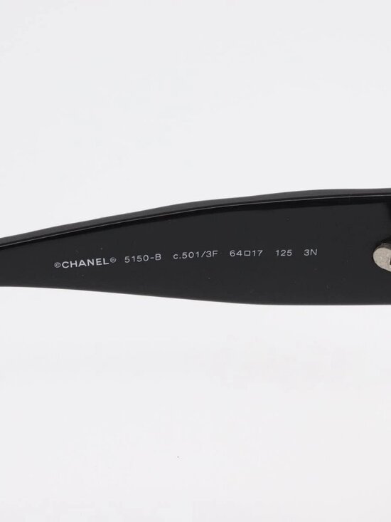 CHANEL Sunglasses plastic Black CC Auth hk3263